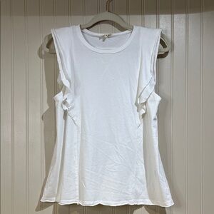 POL white ruffled sleeveless Top NWOT